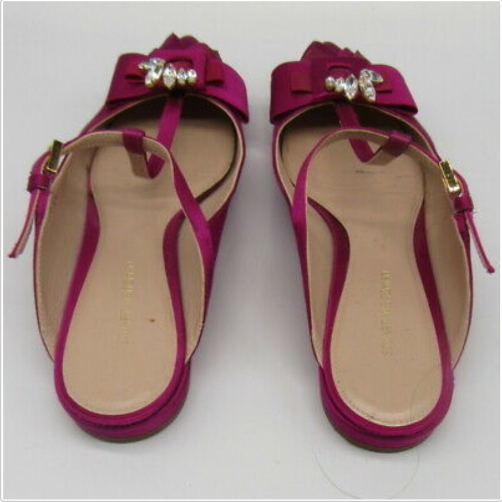 Stuart Weitzman Fuchsia Satin Slides Sz 7 - image 5
